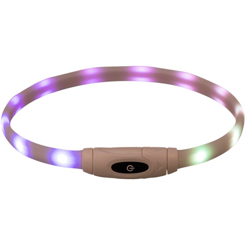 Trixie, Obroża święcąca USB, wielokolorowa, silikon, XS–XL: 65 cm