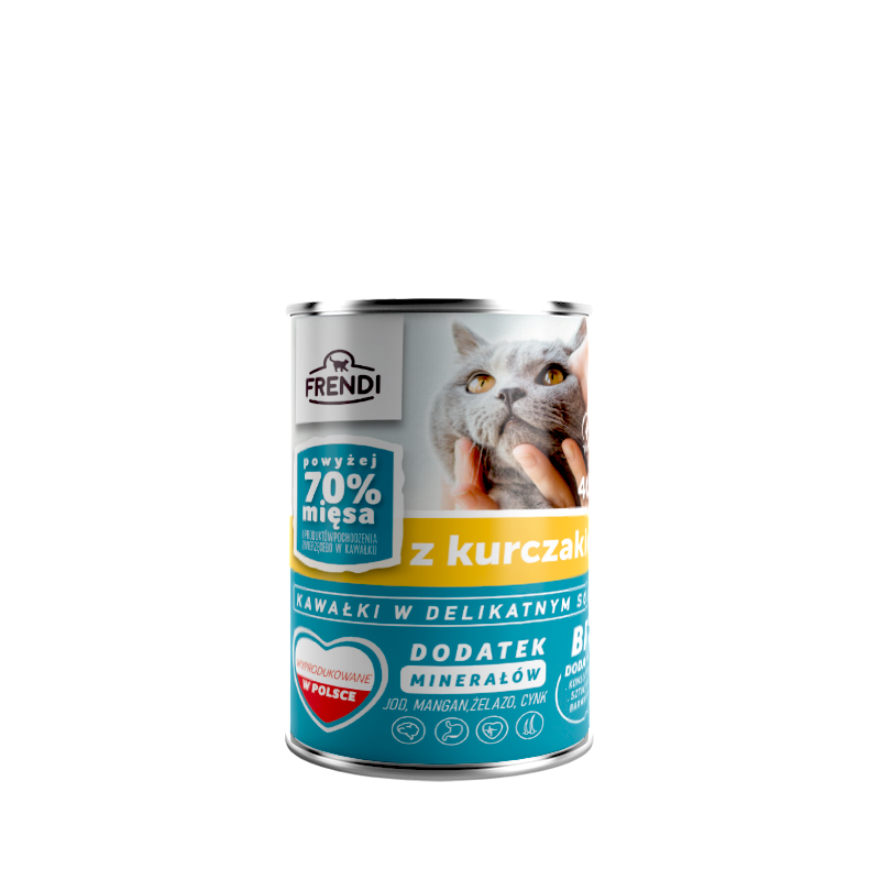 Frendi, Kawałki w delikatnym sosie z kurczakiem, kot, 400 g.