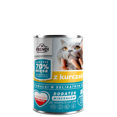 Frendi, Kawałki w delikatnym sosie z kurczakiem, kot, 400 g.