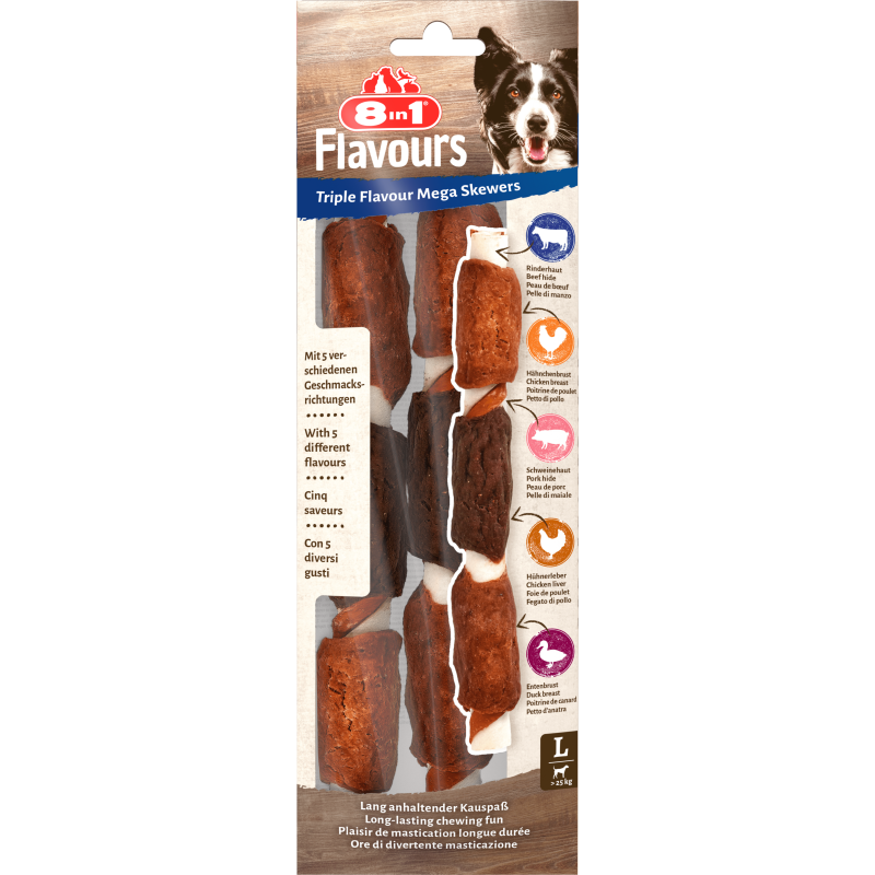 8in1 Flavours triple mega skewers L 160g dla psów dużych ras