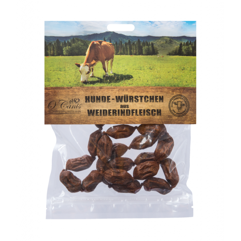 O'Canis Mini kiełbaski dla psa z wołowiny 100 g