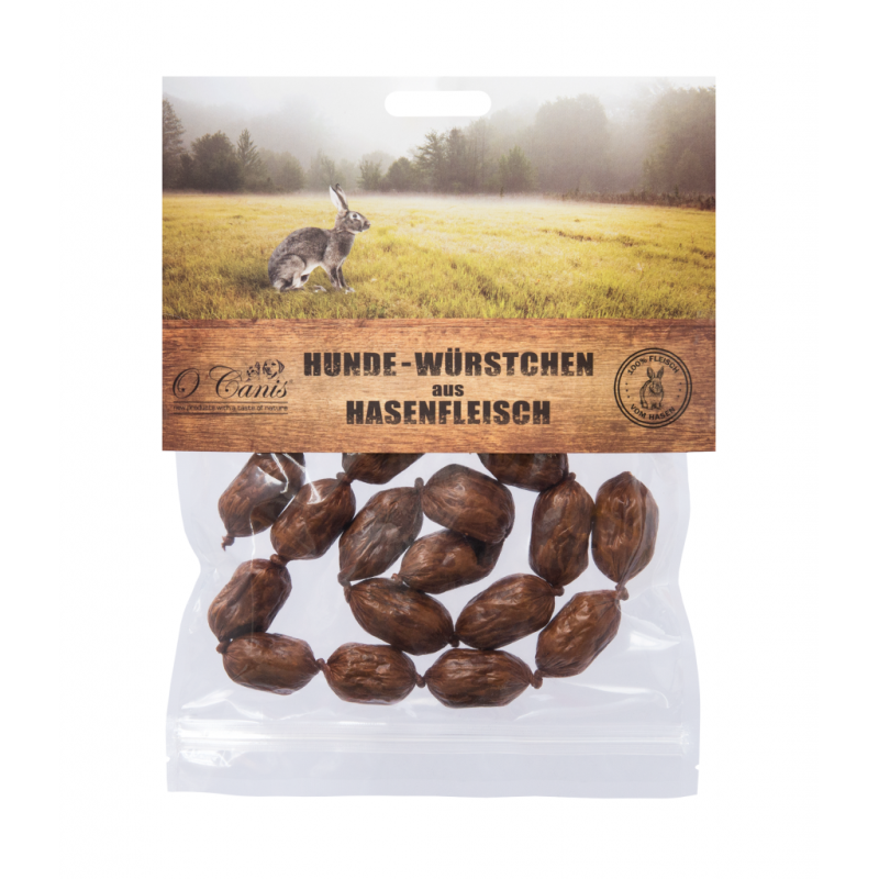 O'Canis Mini kiełbaski dla psa z zająca, 100 g