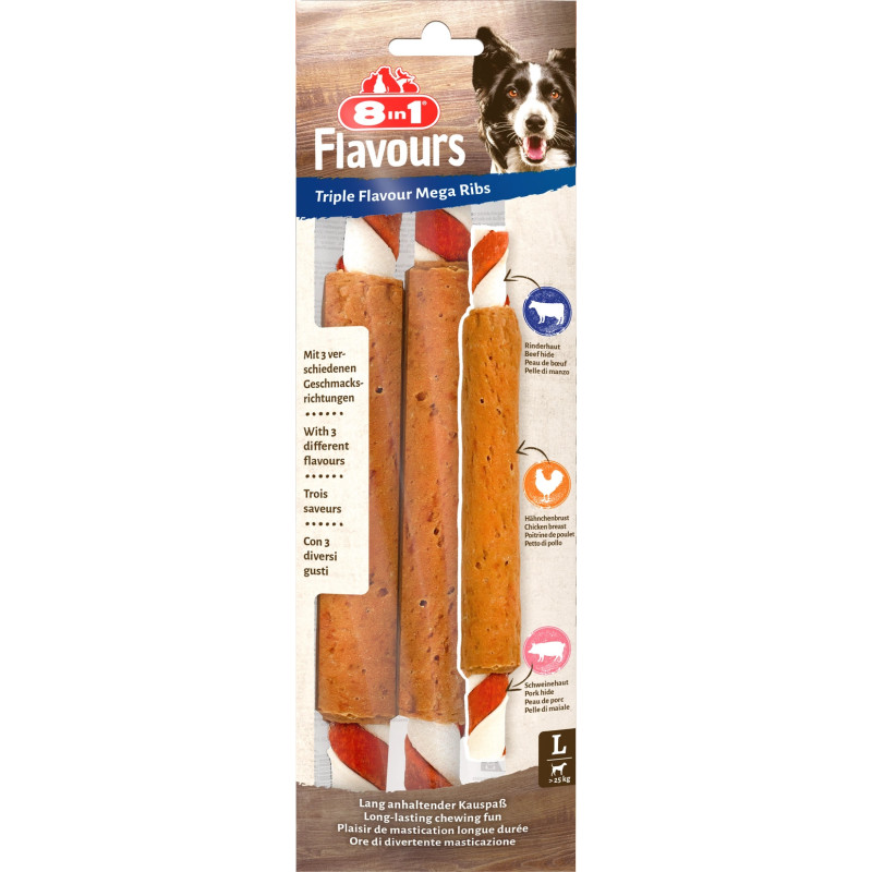 8in1 Triple Flavour żeberka do żucia dla psa 140 g
