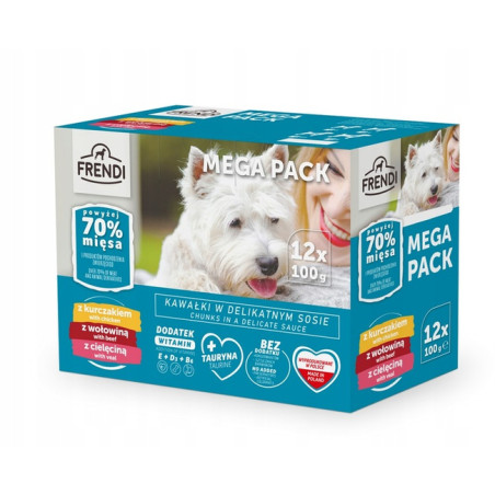 Pet Republic, FRENDI Saszetki Kurczak, Wołowina, Cielęcina, 12 x 100 g