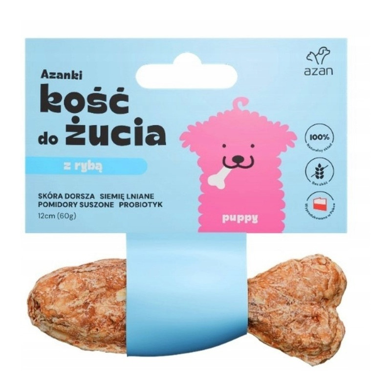 Azanki Kość do żucia PUPPY ze skórą dorsza 12cm