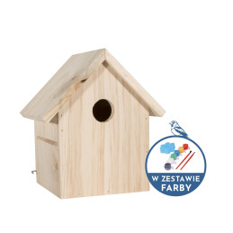 Garden&Fun, Drewniana lęgówka dla ptaków, do montażu, farby w zestawie, 17 x 15,5 x 20,5 cm