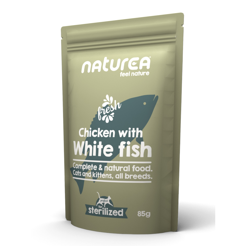 Naturea, Sterilized Kurczak z białą rybą, saszetka 85 g