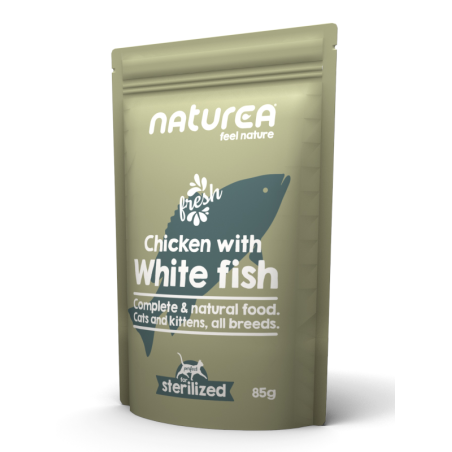 Naturea, Sterilized Kurczak z białą rybą, saszetka 85 g
