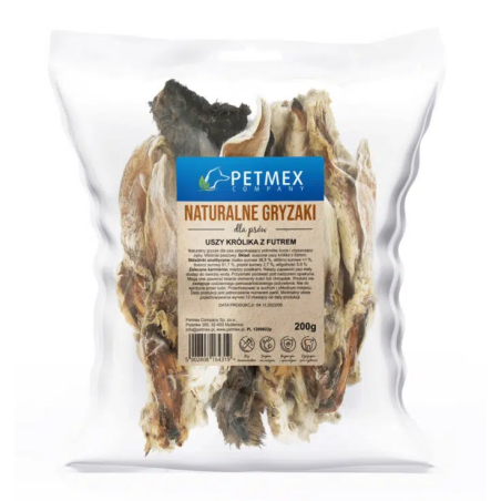 Petmex, uszy królika z futrem200g