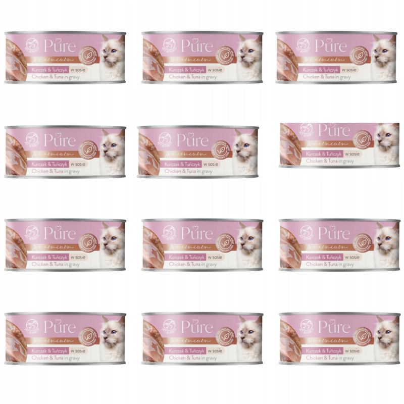 Zestaw Pet Republic PURE dla kotów danie z kurczaka i tuńczyka 12 x 80 g