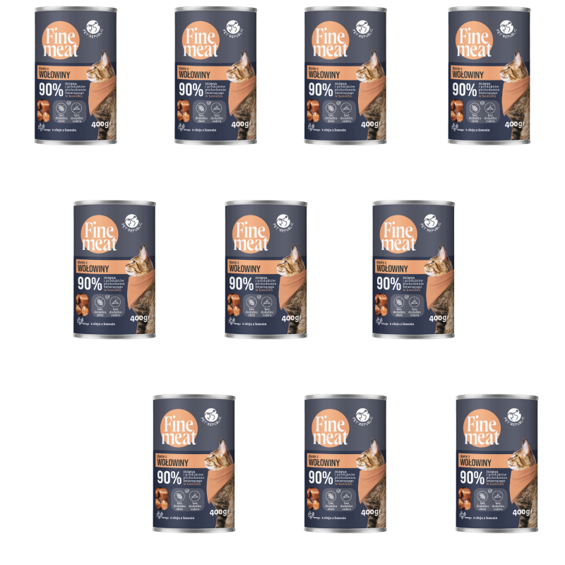 Zestaw Pet Republic, FineMeat kot, wołowina, 10 x 400 g
