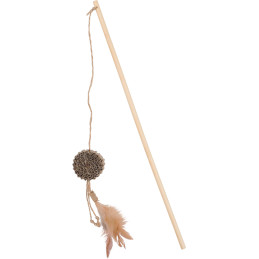 ZOLUX Zabawka dla kota wędka dysk z tektury i piórka ETHICAT 64 cm