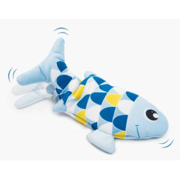Groovy fish, zabawka dla kotów, z kocimiętką, ładowana USB, niebieska,  25 cm