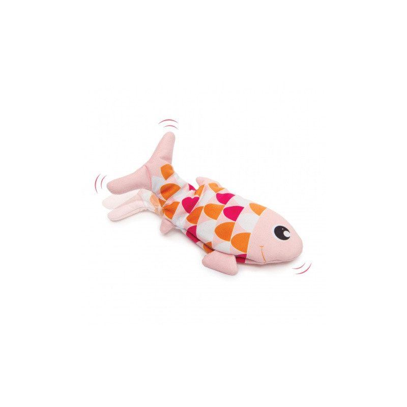 Groovy fish, zabawka dla kotów, z kocimiętką, ładowana USB, różowa, 25 cm
