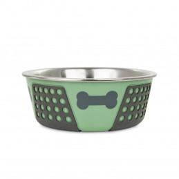 Barry King, Miska, dla psa, zielona, nadruk kość, stal nierdzewna, antypoślizgowa,17cm, 900ml BK-18400