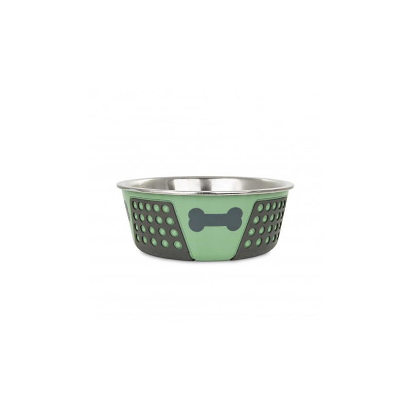 Barry King, Miska, dla psa, zielona, nadruk kość, stal nierdzewna, antypoślizgowa,17cm, 900ml BK-18400