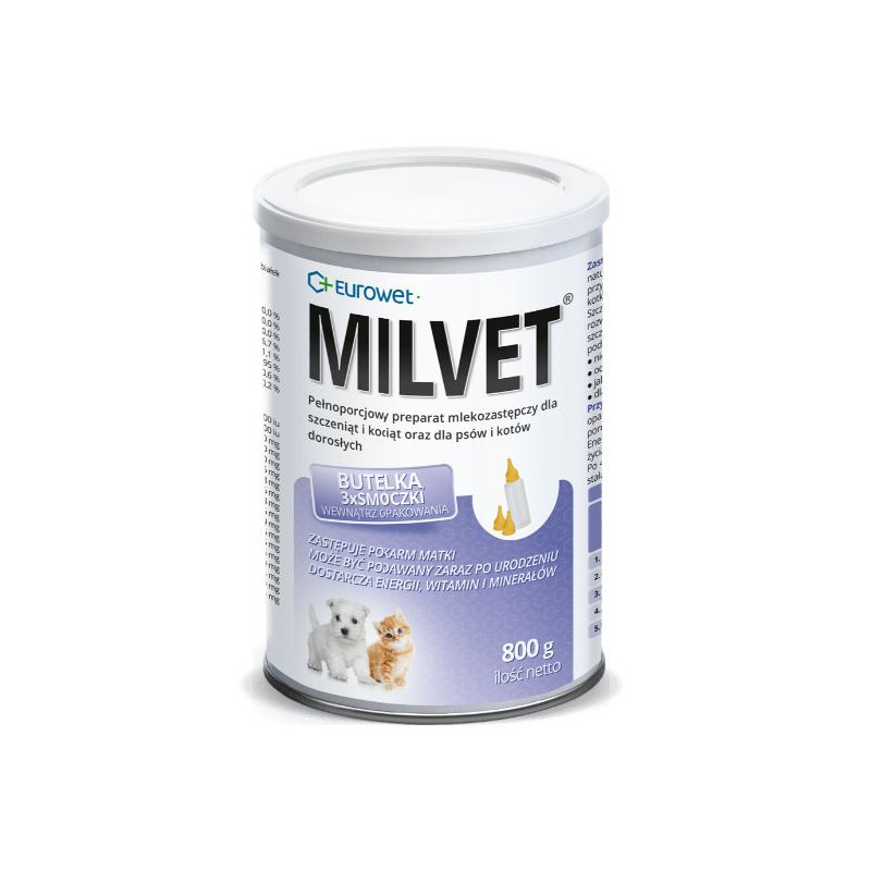 Milvet, mleko w proszku dla szczeniąt i kociąt, 800 g