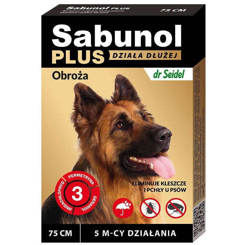 Sabunol Plus, obroża na pchły i kleszcze, 75cm