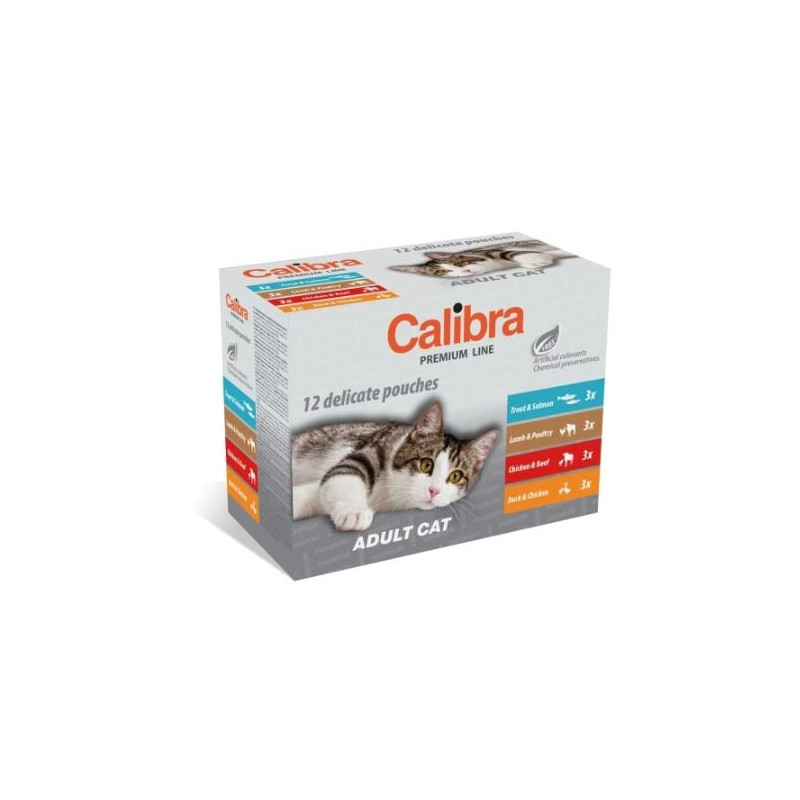 Saszetki dla kotów Calibra, multipack, 12 x 100 g, 4 smaki, 100368