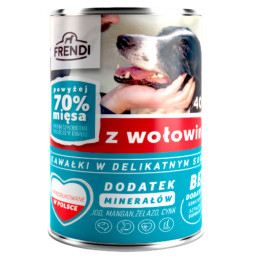 Frendi, Kawałki w delikatnym sosie z wołowiną, pies, 400 g.