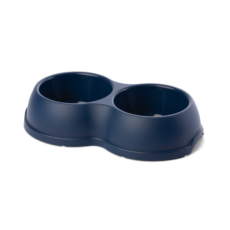Barry King, miska plastikowa podwójna dla psów i kotów, 0,5L 26 x15 cm granatowa