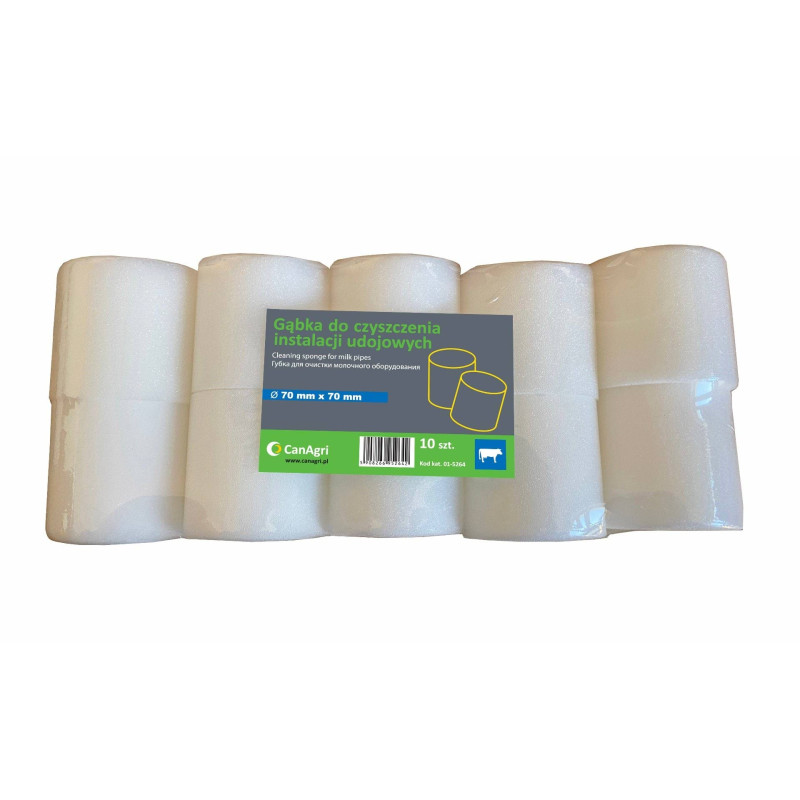 Can AGri, gąbka do czyszczenia instalacji udojowych, 70 mm, 10 szt.