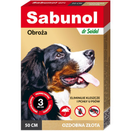 Sabunol  GPI obroża ozdobna dla psa 50 cm złota na pchły i kleszcze