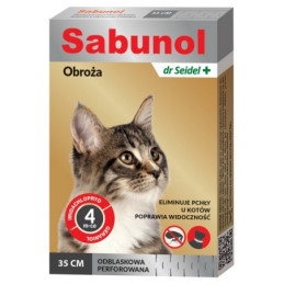 Sabunol dla kota obroża odblaskowa 35 cm na pchły i kleszcze