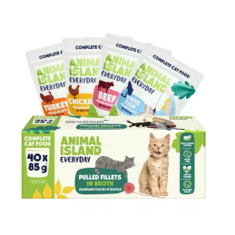 Animal Island, box 40 saszetek 85g 4 smaki (biała ryba/wołowina/kurczak/indyk)