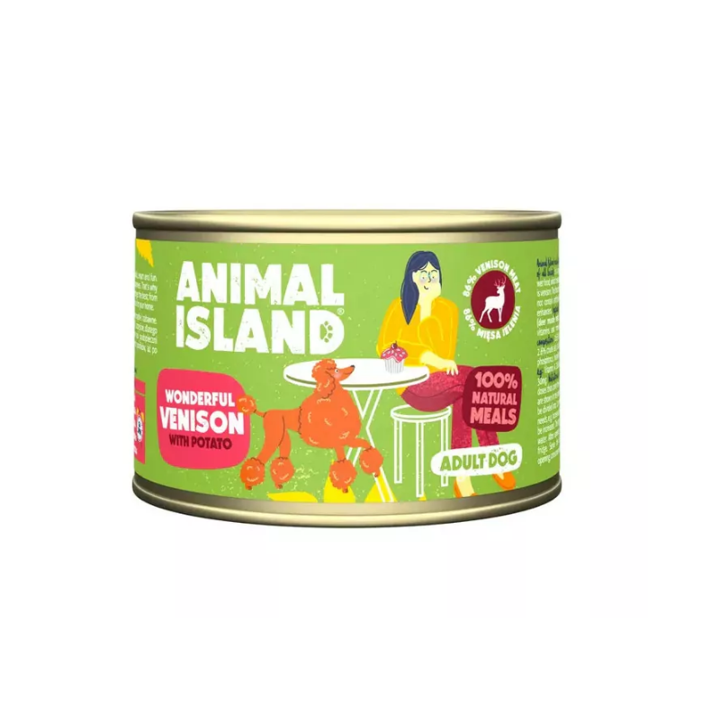 Animal Island, dla psa jeleń z ziemniakami 410g mokra karma