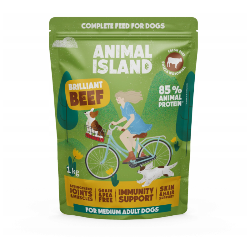 Animal island, sucha karma dla psa wołowina 1 kg