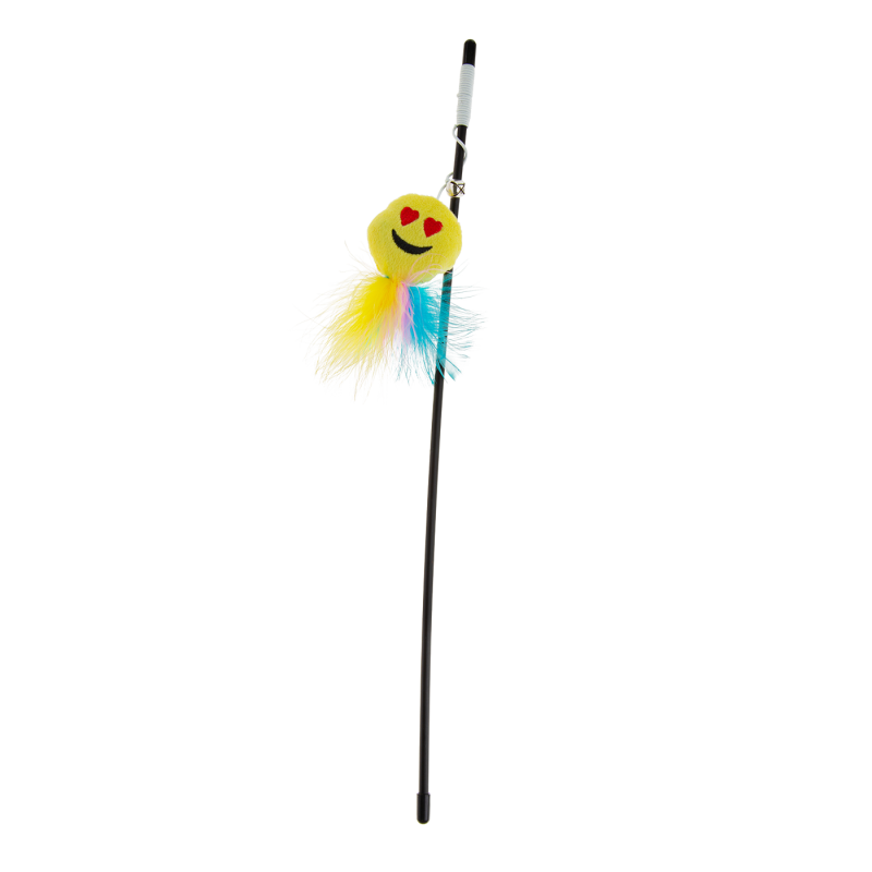 RecoFun, emoji stick, wędka z emotką i piórkami dla kota