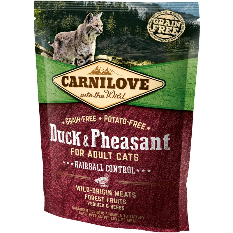 CARNILOVE CAT Duck and Pheasant Hairball Control 400g - Kaczka i bażant sucha karma