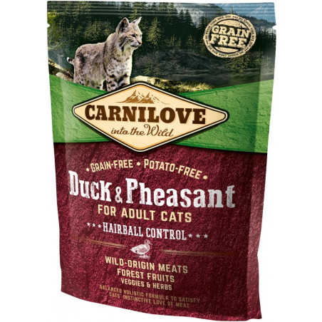CARNILOVE CAT Duck and Pheasant Hairball Control 400g - Kaczka i bażant sucha karma