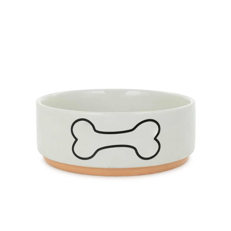 Barry King, Miska, dla psa, biała, nadruk kość, ceramiczna, na podstawce, 15cm
