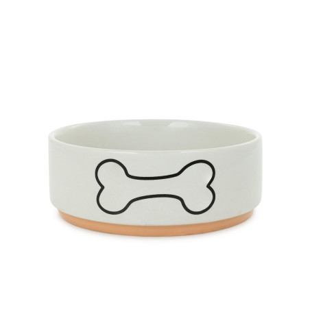 Barry King, Miska, dla psa, biała, nadruk kość, ceramiczna, na podstawce, 15cm