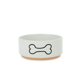 Barry King, Miska, dla psa, biała, nadruk kość, ceramiczna, na podstawce, 12cm