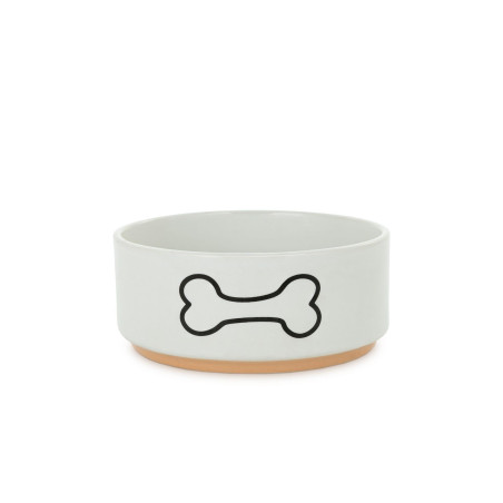 Barry King, Miska, dla psa, biała, nadruk kość, ceramiczna, na podstawce, 12cm