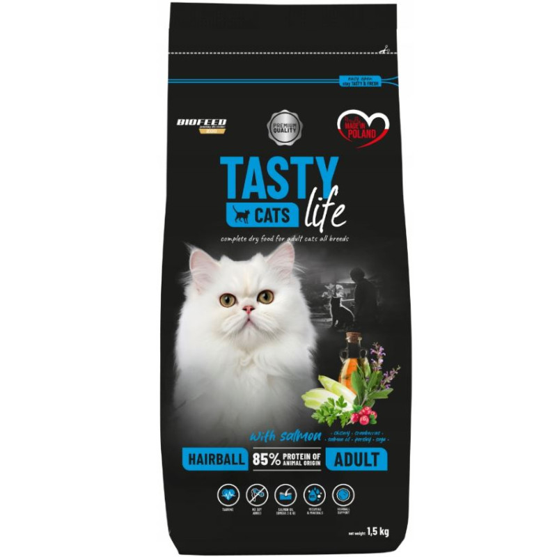 Biofeed, Tasty Life Hairball z Łososiem, 1,5 kg