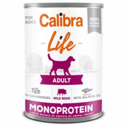 Calibra life, monobiałkowa, dzik z żurawiną, pies, puszka 400 g