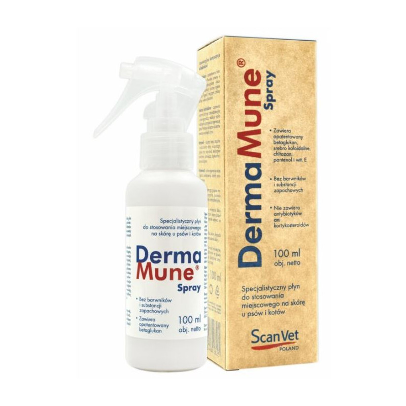 Scanvet DermaMune, spray na zmiany skórne dla psów i kotów, 100 ml