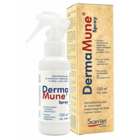 Scanvet DermaMune, spray na zmiany skórne dla psów i kotów, 100 ml