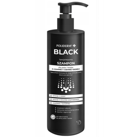 JM Sante, Poliderm Black, szampon do czarnej i ciemnej sierści, 250ml