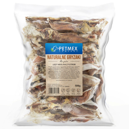 Petmex, Uszy Królika z futrem, 500 g