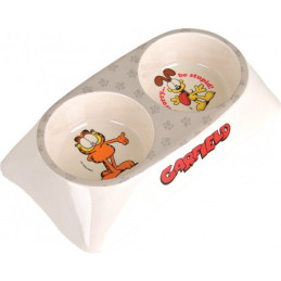 Garfield, podwójna miska z melaminy dla kota biało-szara 6502