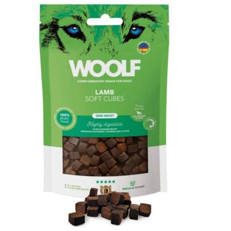 Woolf - Soft Cubes 100g -  MONOPROTEIN LAMB Delikatne kosteczki z jagnięciny PRZYSMAK dla psa 100G
