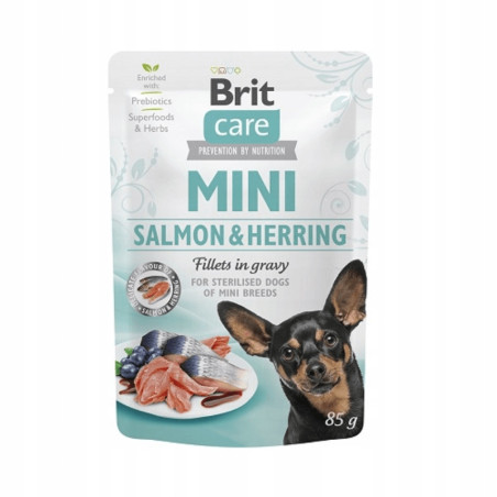 BRIT CARE MINI POUCH SALMON&HERRING STERILISED 85g