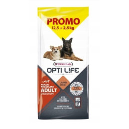 VERSELE LAGA Opti Life Adult Digestion Medium Maxi Lamb, 12,5kg + 2,5kg GRATIS