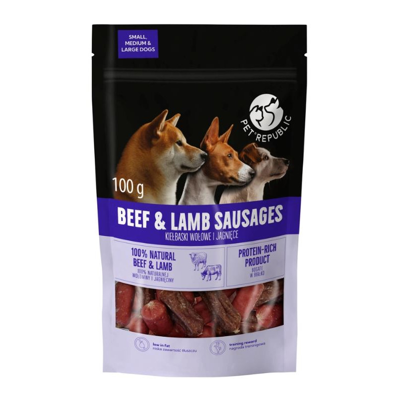 Pet Republic, Kiełbaski wołowo-jagnięce, 100 g