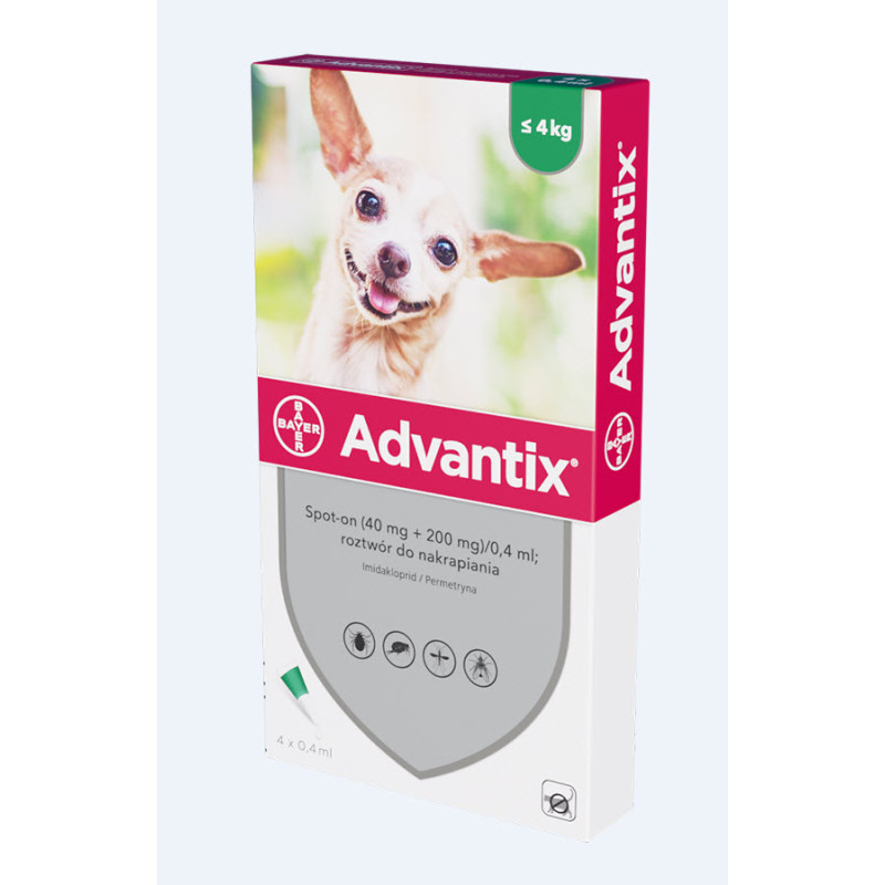 Advantix spot-on, pies poniżej 4 kg 1 pipetka 0,4ml